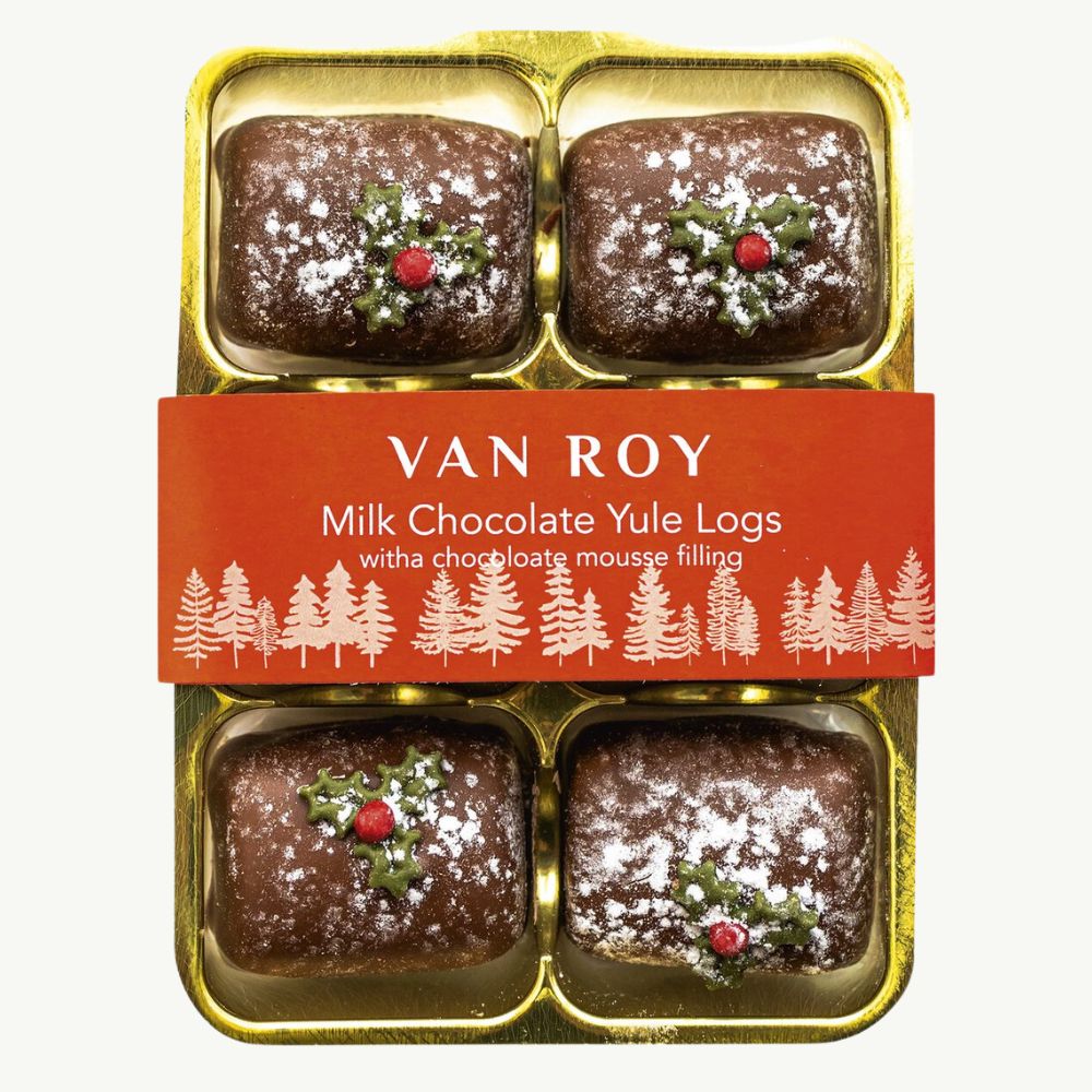 6 Pack of Van Roy Milk Chocolate Yule Logs with Chocolate Mousse Filling