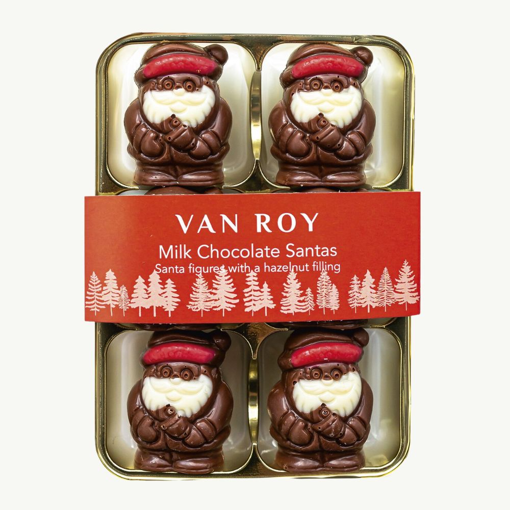 6 Pack of Van Roy Milk Chocolate Santas with Hazelnut Filling