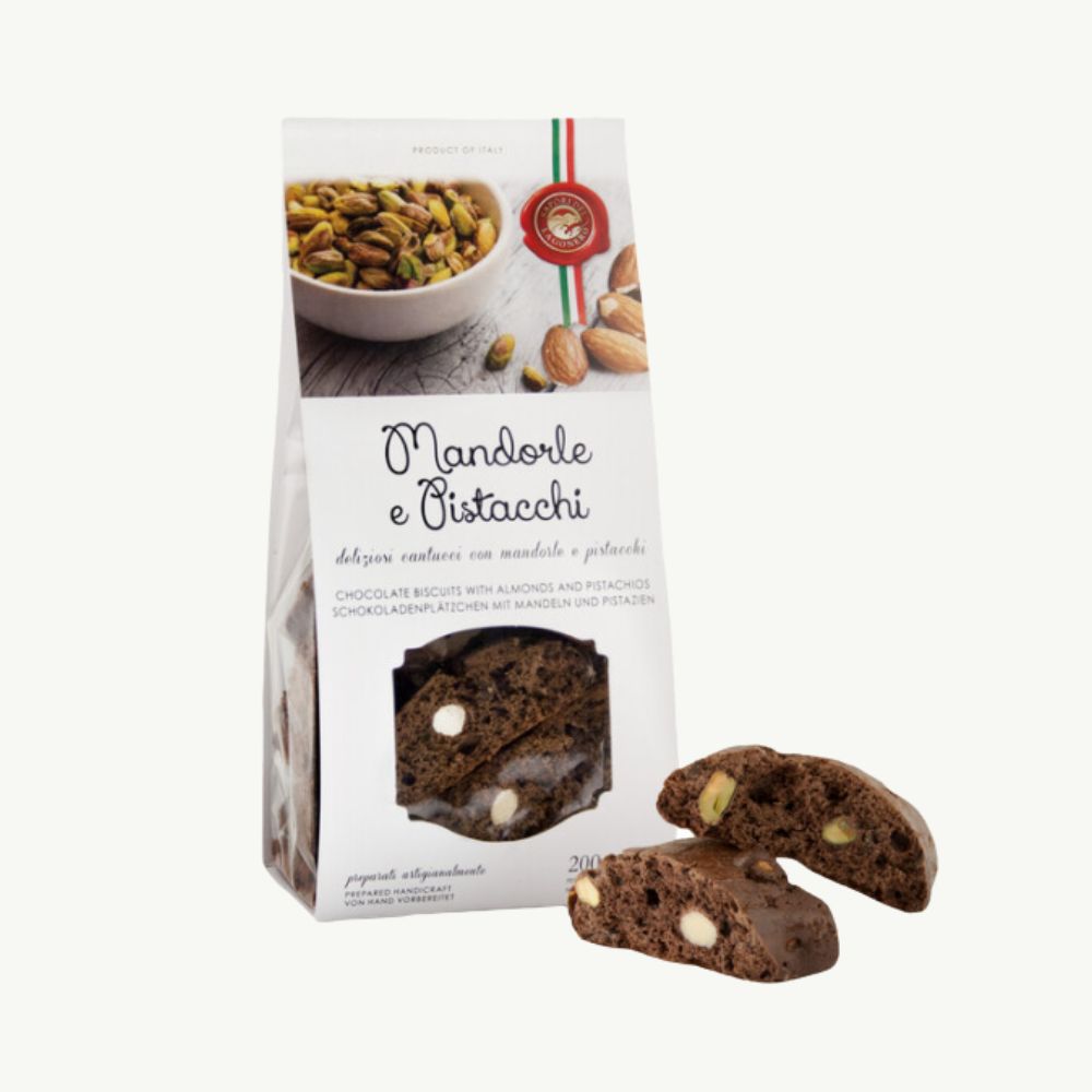 Cantucci Mandorle & Pistacchi, Chocolate Biscuits with Almonds & Pistachios (200g)