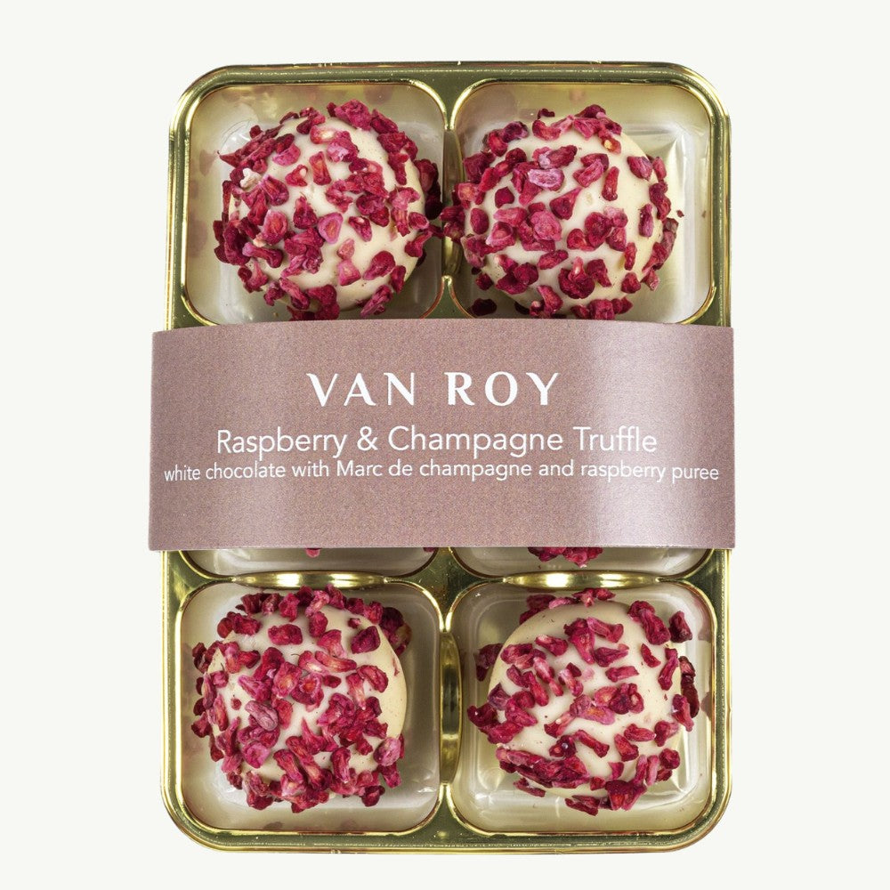 6 pack of Van Roy Raspberry and Champagne Truffles