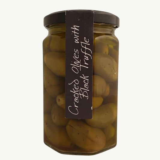 Olive Verdi al Tartufo, Cracked Green Olives Marinated with Truffle (280g)