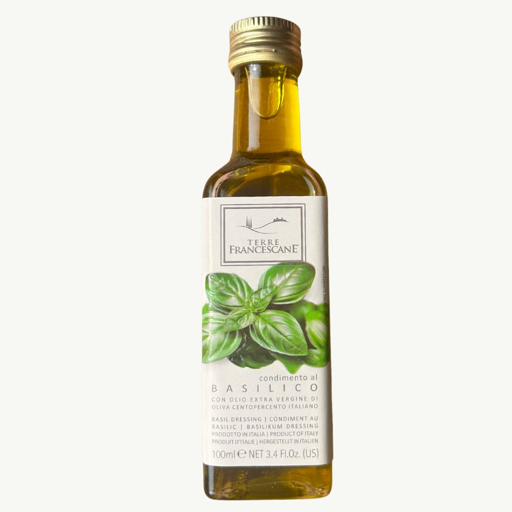 Olio Extra al Basilico, Extra Virgin Olive Oil Flavoured with Basil, from Terre Francescane (100ml)