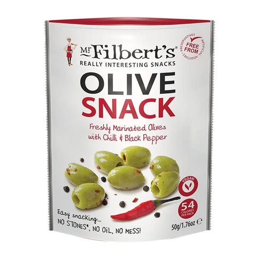 Filberts Green Olives with Chilli and Black Pepper 50g